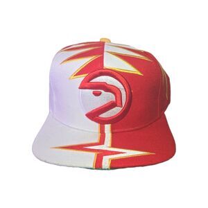 Mitchell & Ness Atlanta Hawks Lightning Bolt Snapback Hat Red White Yellow NBA
